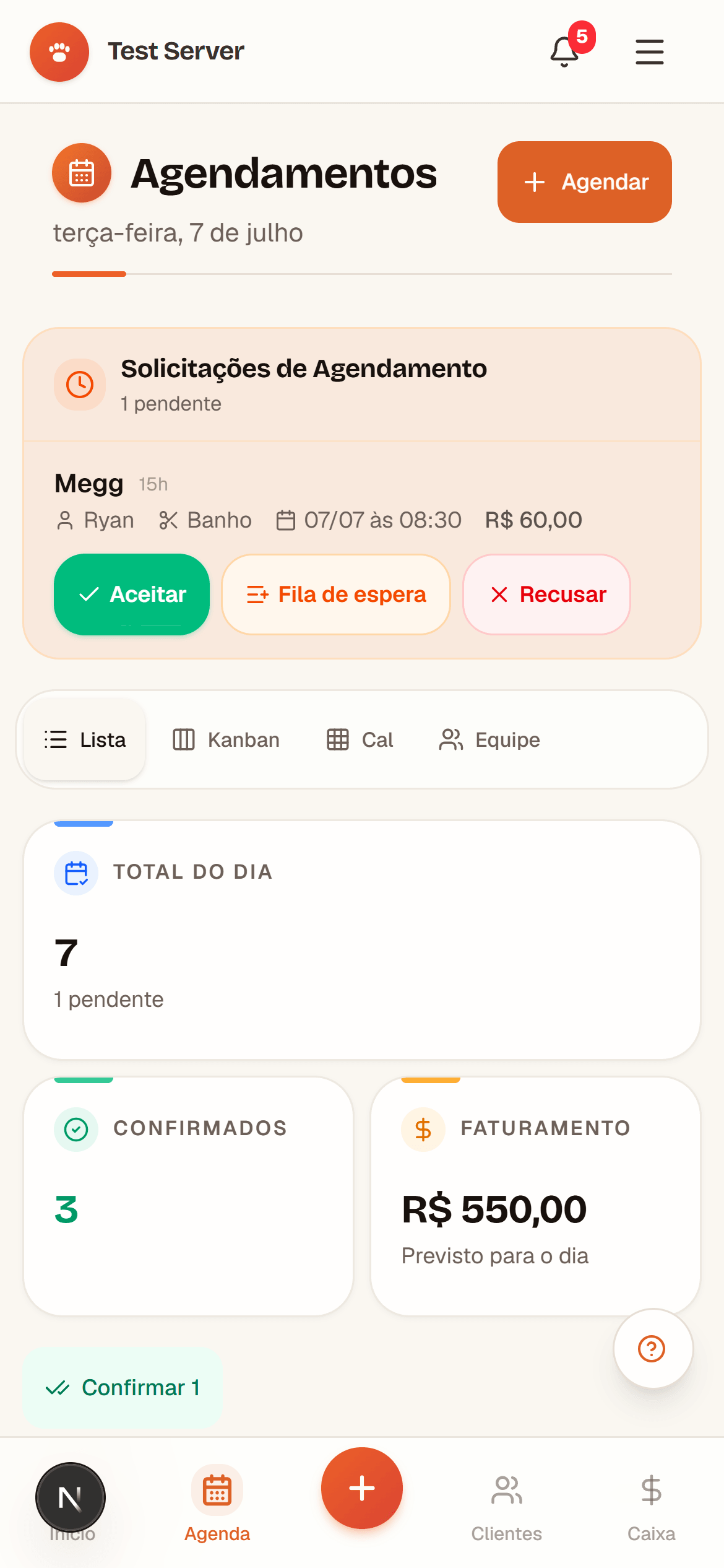 Agenda do dono no celular